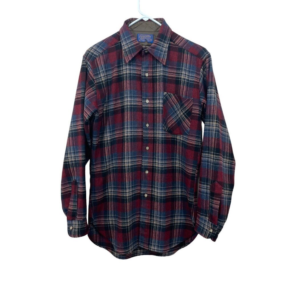 Pendleton Men's Size S Fitted 100% Pure Virgin‎ Wool Washable Plaid Outdoor